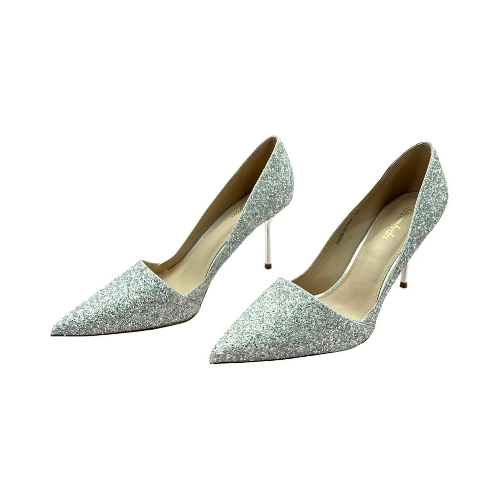 Msonlydn Silver Glitter Pointed‎ Toe Pumps Women's 3.5